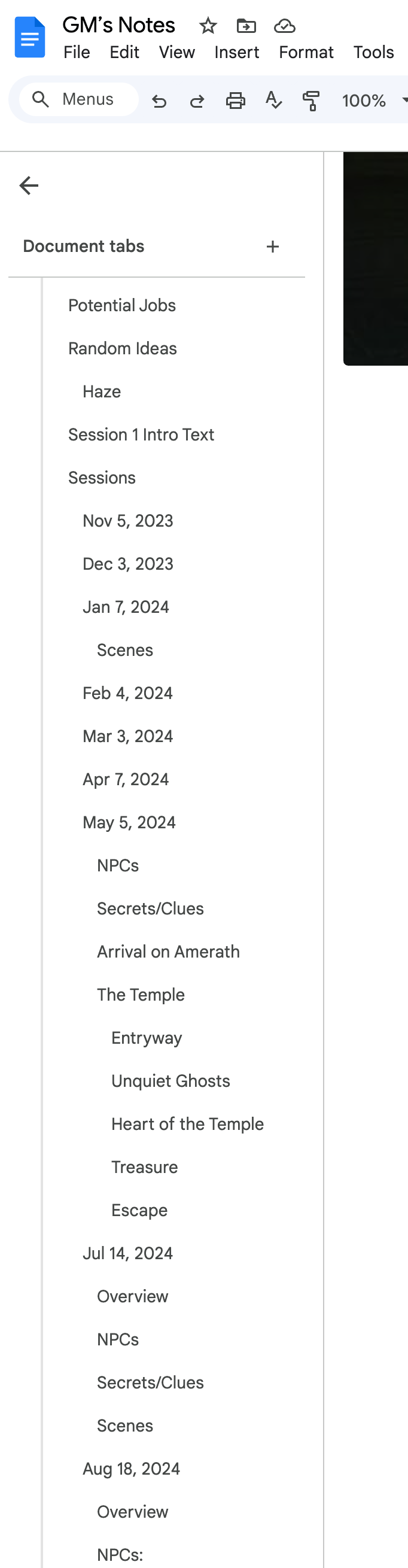 Navigation Tab From GM Notes File